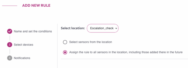 Efento Cloud - location based rules